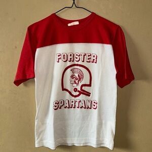 Vintage 80s Forster Spartans Football Raglan Short Sleeve Sports Tee